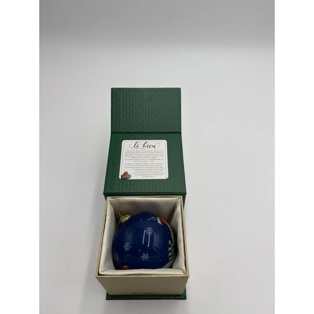 2018 Pier One Li Bien Santa's Candy Cane Factory Glass Christmas Ornament  w/Box